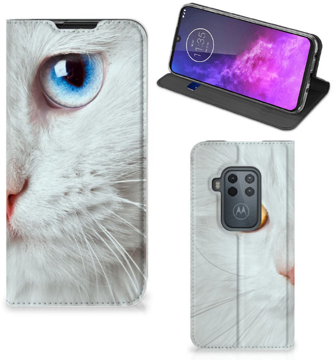 Motorola One Zoom Hoesje maken Witte Kat