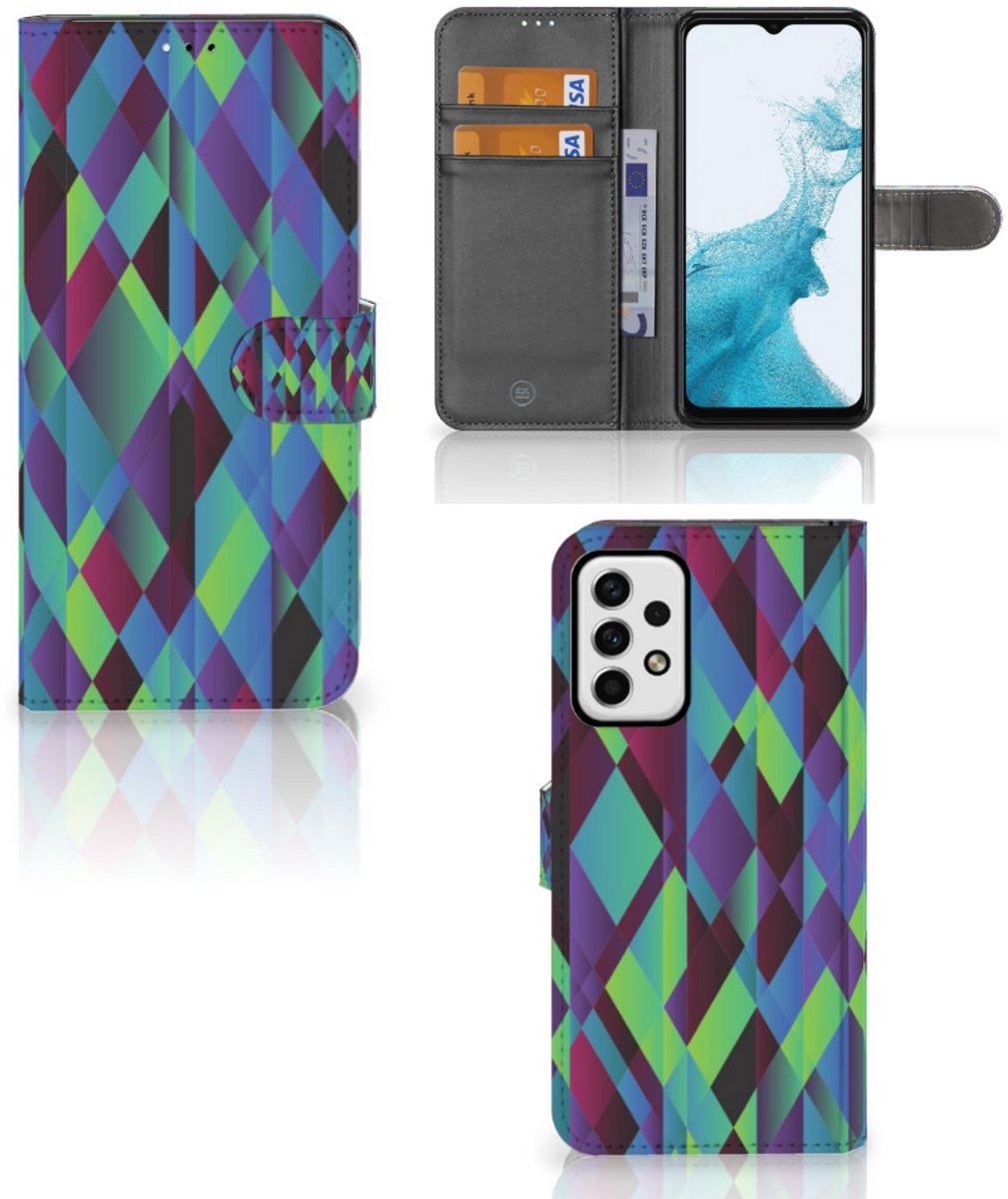 Book Case voor Samsung Galaxy A23 Book Case Abstract Green Blue