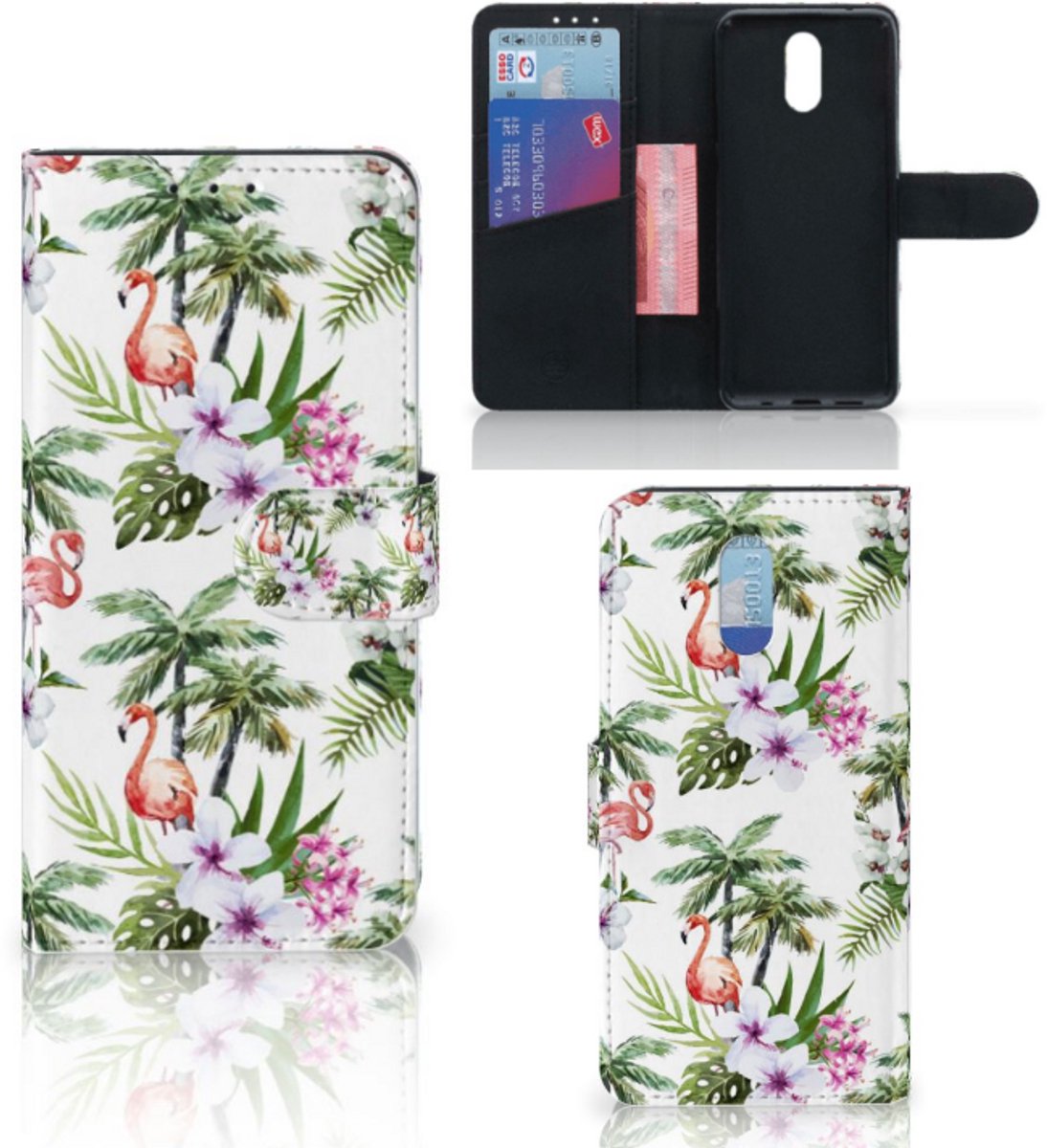 Nokia 2.3 Telefoonhoesje met Pasjes Flamingo Palms