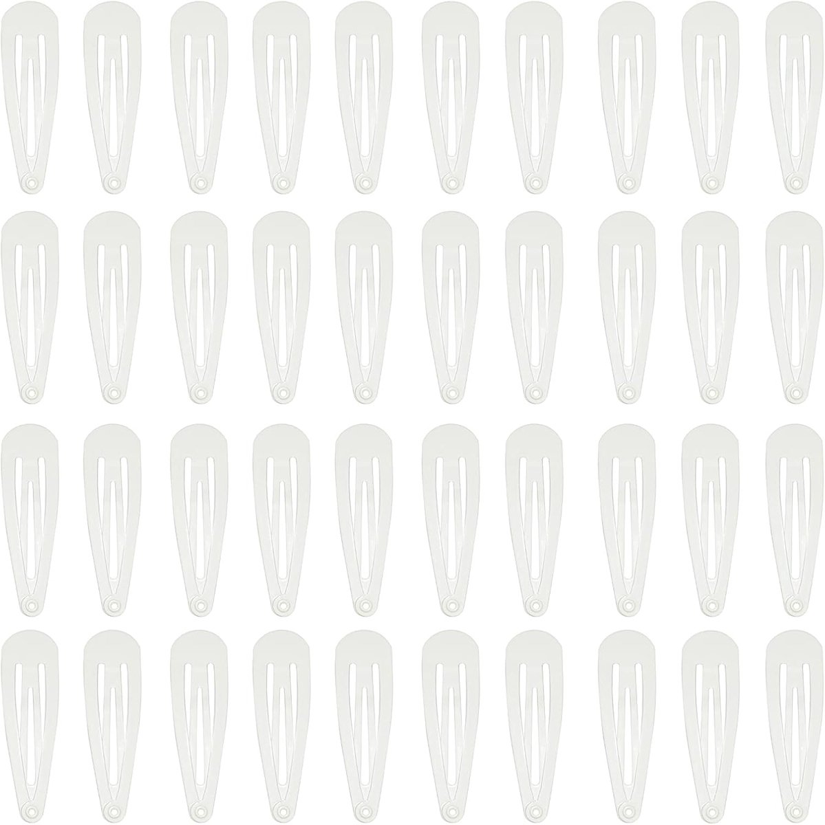 40 Stuks Witte 2 Inch Metaal Snap Hair Clips - Haaraccessoires voor Kinderen