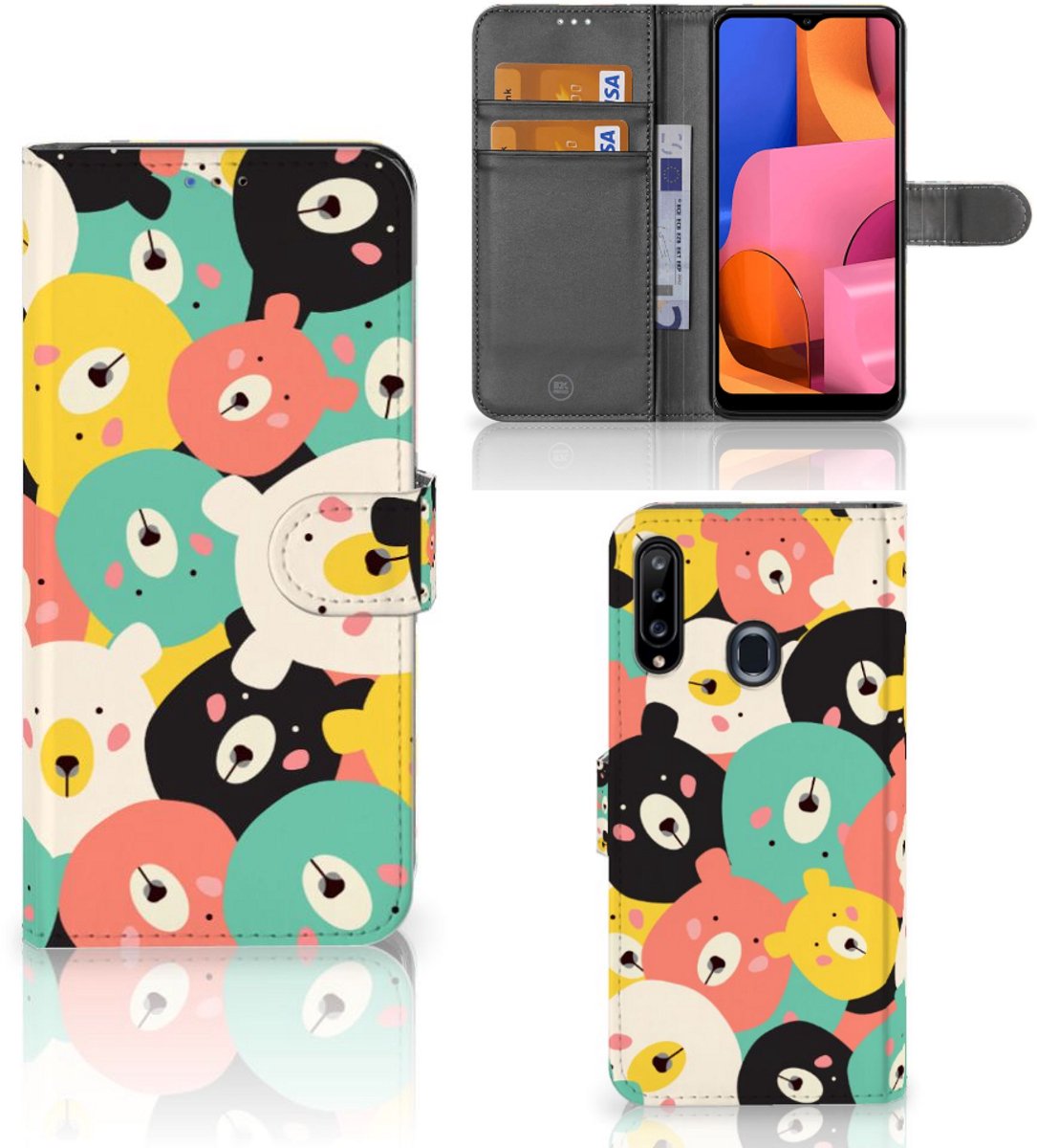 Book Case voor Samsung Galaxy A20s Leuk Hoesje Bears