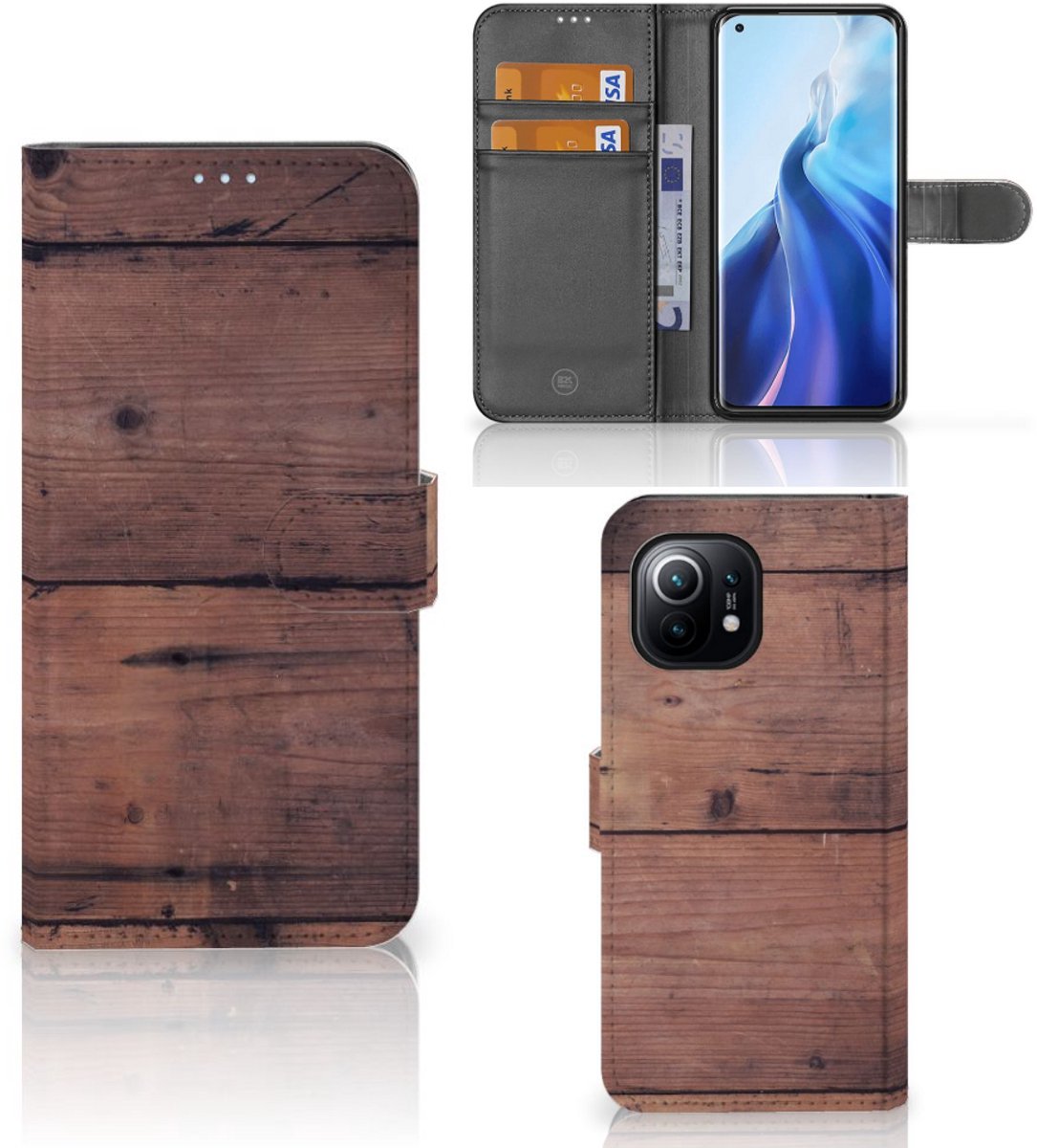 Xiaomi Mi 11 Book Style Case Old Wood