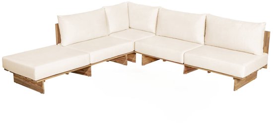 Banquette lounge jardin Benito beige ensemble lounge bois acacia 240cm ensemble jardin bois