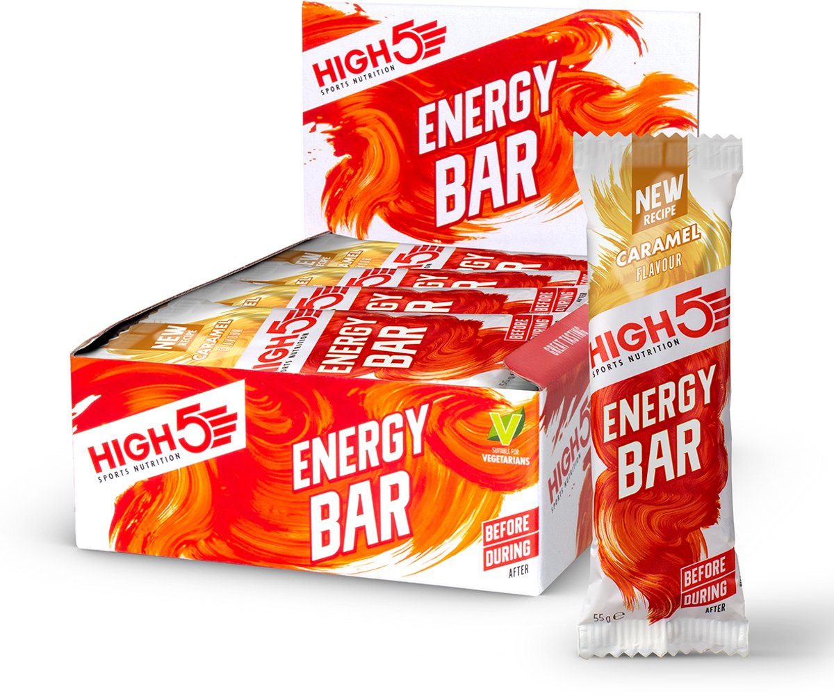 HIGH5 - Energy Bar - Energiereep met Karamel - 12x55g - Zachte Reep met Koolhydraten voor Duurzame Energie