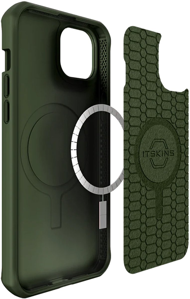 Itskins, Ballistisch nylon R-versterkt Geschikt voor Apple iPhone 14-hoesje, Groen