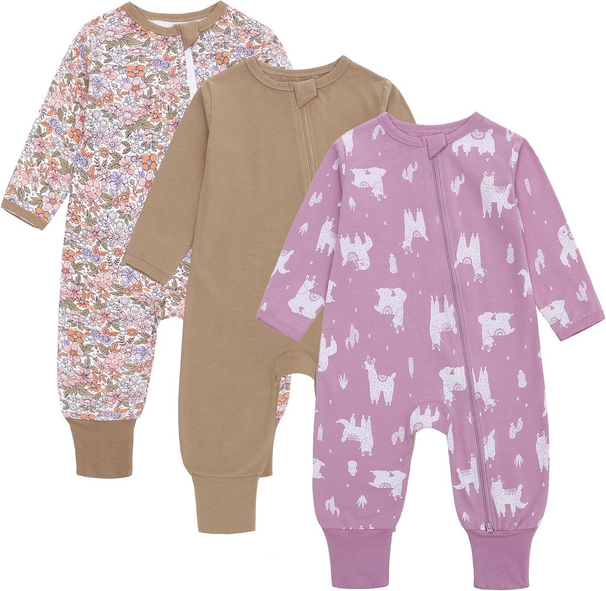 Zomerslaapzak voor baby's - 3 Stuks, Ademend en Zacht - 0,5 TOG, Met Voeten en Mouwen, Geschikt voor 6-9 Maanden, Paars en Lila
