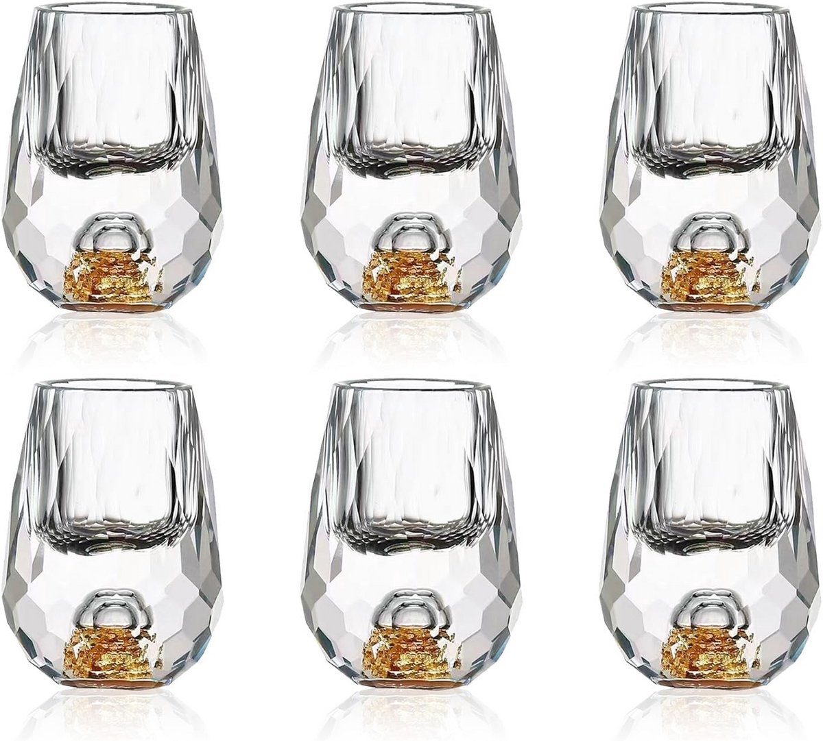 Shot Glazen Set van 2 - Kristallen Glazen met 24K Gouden Bladeren - 0.5oz/15ml