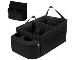 Auto-Organizer voor Achterbank en Passagiersstoel - Universele Stoelorganizer met Opbergvakken - Opvouwbaar - Waterdicht - voor Speelgoed, Boeken, Snacks - Zwart - 40 X 27 X 23 cm