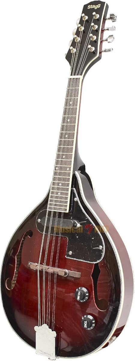 Bluegrass Mandolin Roodburst - Elektrische Akoestische Mandoline met Pickup