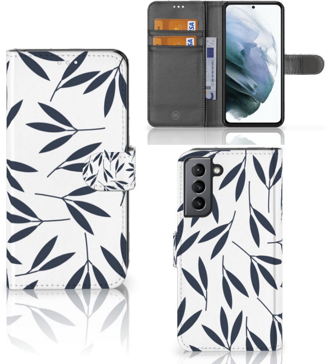 Samsung Galaxy S21 FE Hoesje Leaves Blue