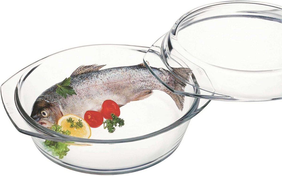 Transparante Glazen Kom met Deksel - 24,9 x 24,9 x 9,3 cm