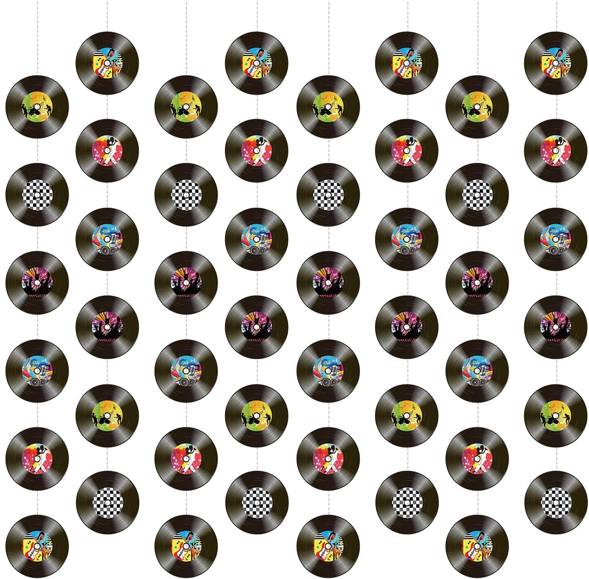 Hanging Banners - Retro Vinyl Record Decoraties - 1,5m Lang