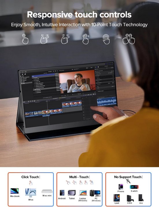 Draagbare Externe Monitor 15.6 Inch Full HD Touchscreen — afbeelding 4