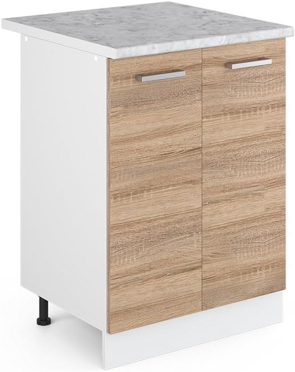 Onderkast Keuken 60 cm met Werkblad Sonoma en Wit - Modulair Systeem