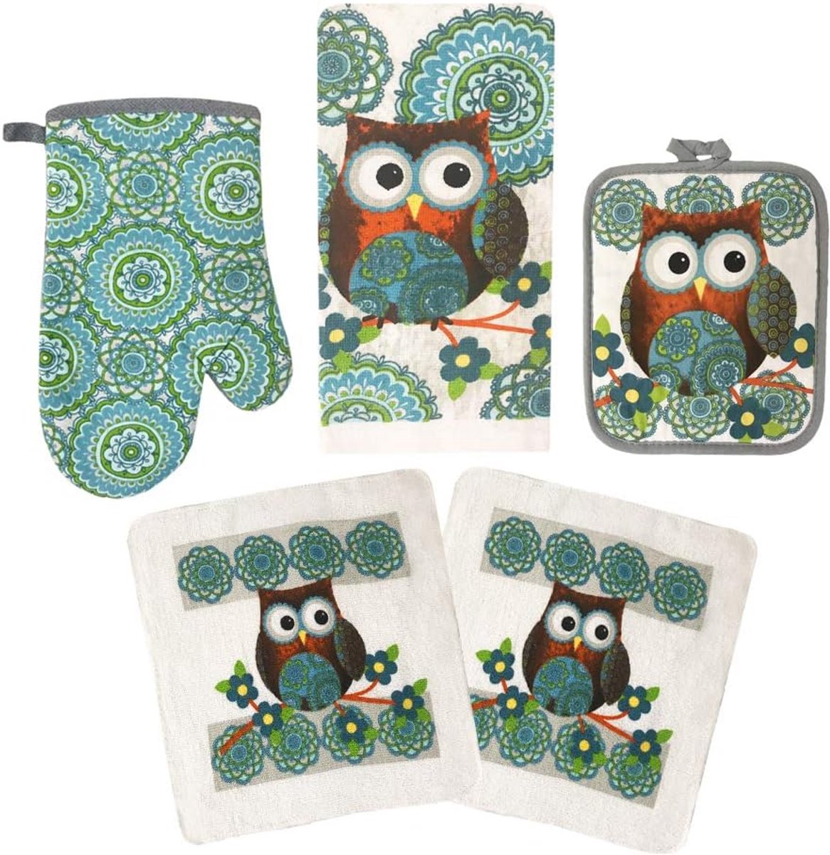 Set Ovenwanten en Pothouders met Keukentextiel - Hittebestendige Accessoires