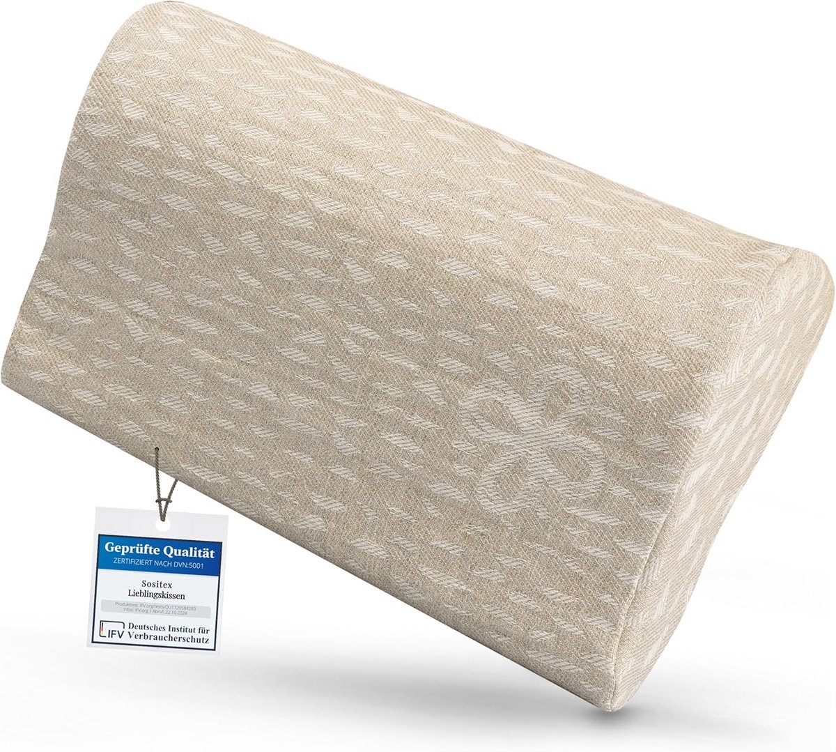 Linnen Kussen voor Sauna, Hangmat of Strand | Neksteun & Reiskussen | 30x20 cm Natuurlijk Wit
