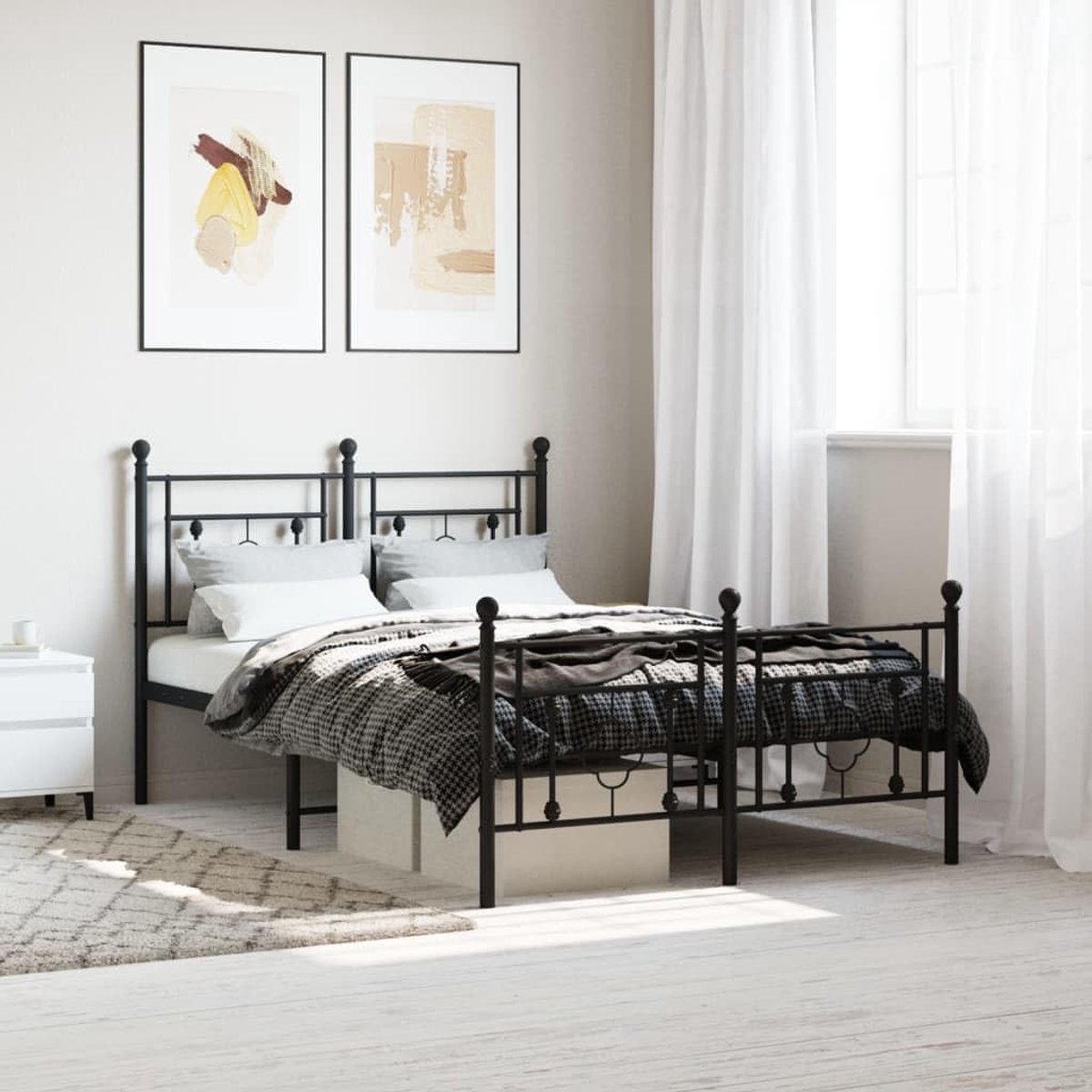 Stijlvol Bedframe met Hoofdeinde en Voeteinde - Zwart - 120x200 cm