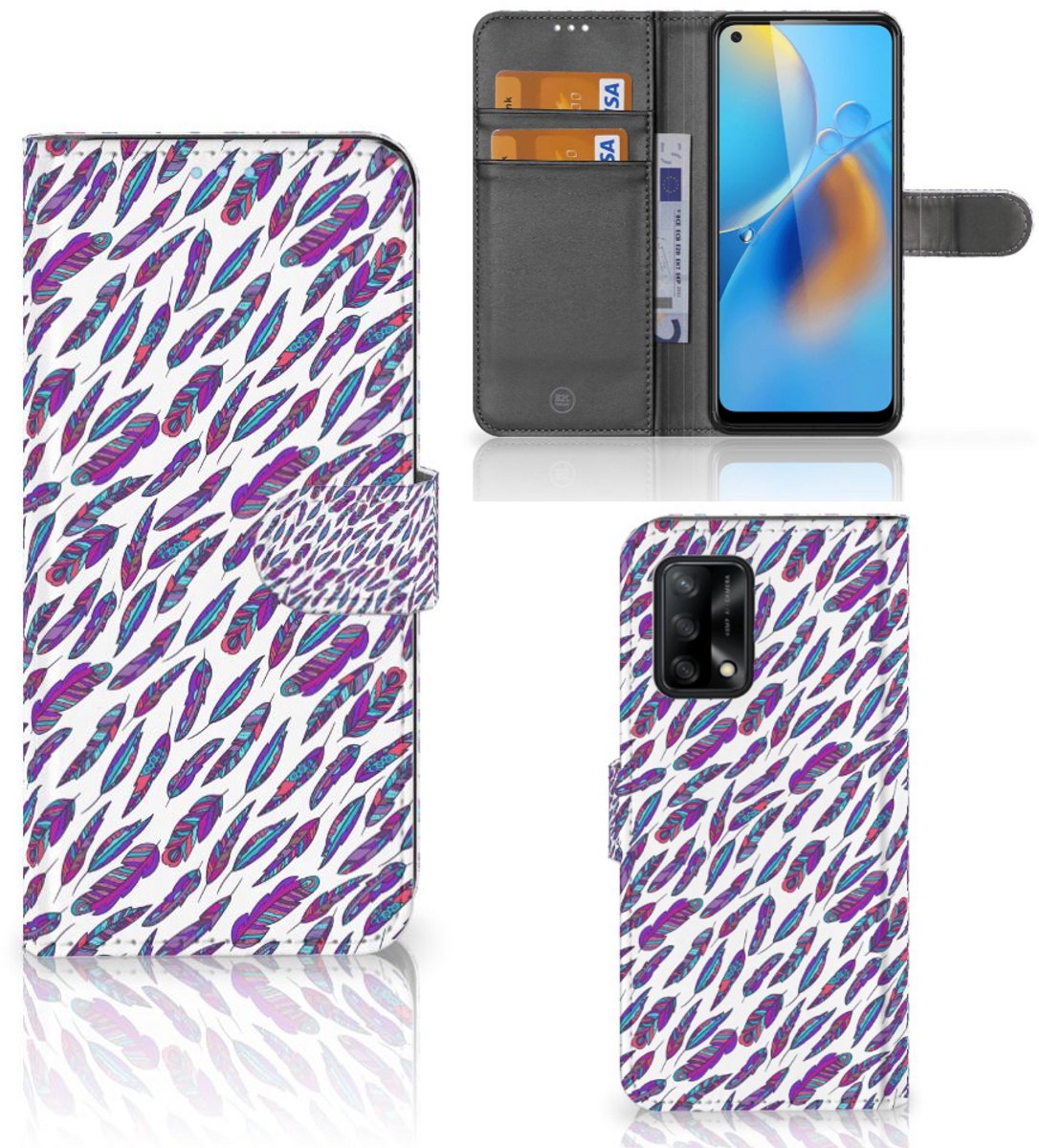 OPPO A74 4G Telefoon Hoesje Feathers Color