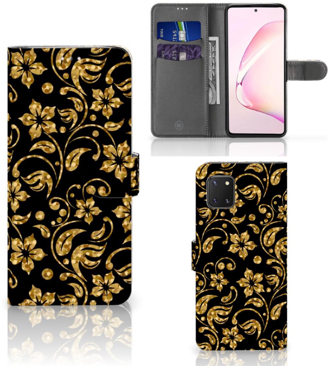 Samsung Note 10 Lite Hoesje Gouden Bloemen