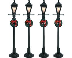 Gaslantaarn Straatlantaarn Set voor Kerstdorp - Verlichte Accessoire x 4