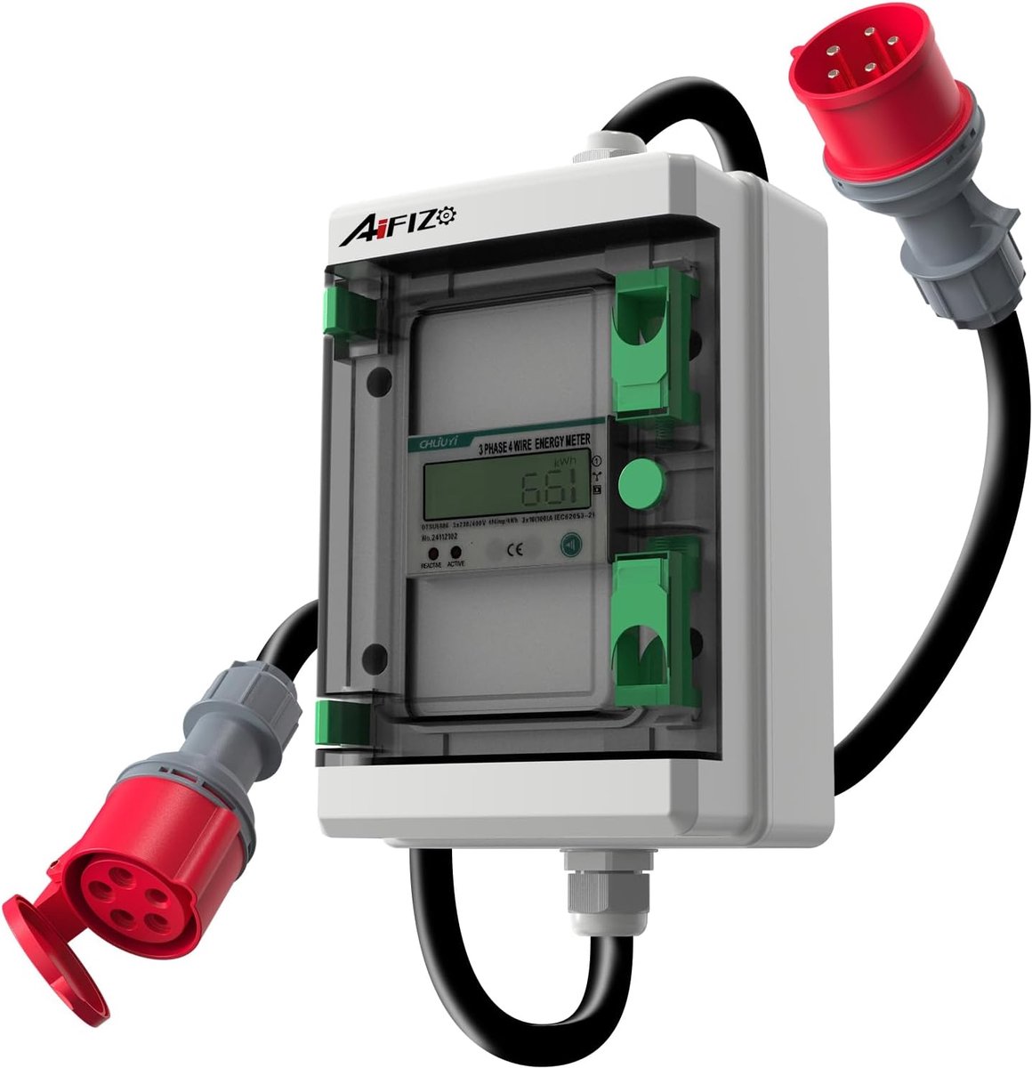 Mobiele Digitale Energieteller met Resetfunctie - 3 Fasen, 32A, IP55