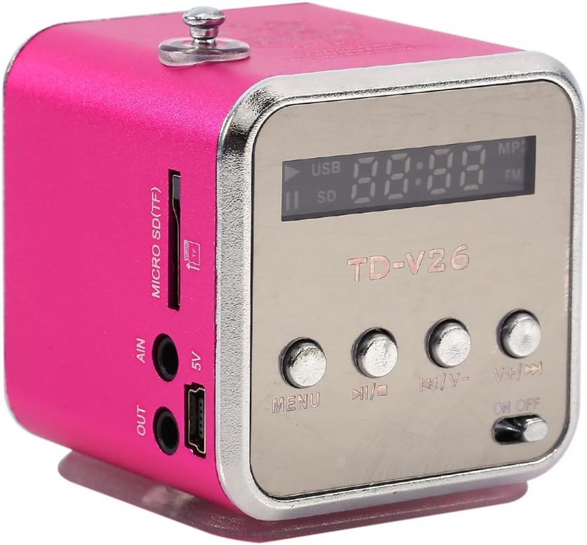 Draagbare FM-radio en MP3-speler met luidspreker
