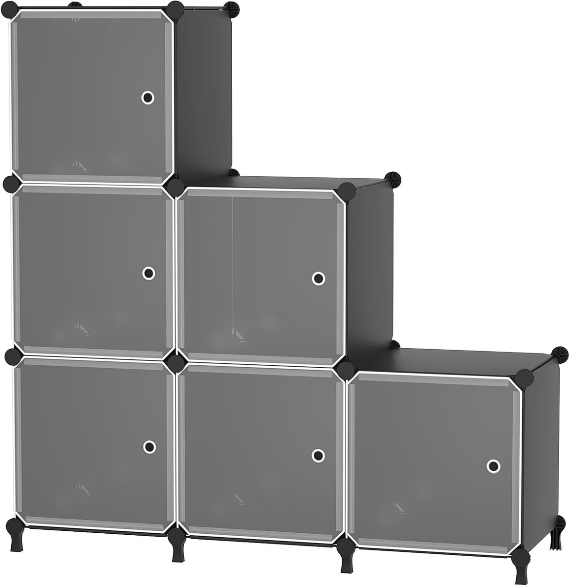 Modulaire 6-Vaks Opbergunit met Deuren - Kubus Organizer voor Kleding en Diverse Spullen