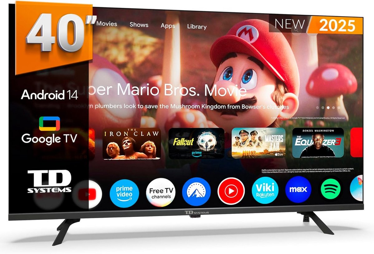 40 inch Full HD Smart TV met Android 14 en ingebouwde DVB-T2/C/S2 tuner