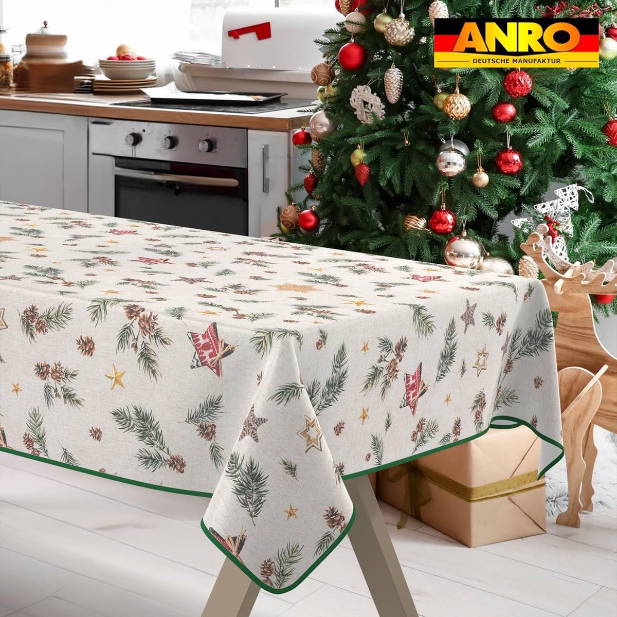 Kerst Tafelkleed Katoen Mix - Wasbaar & Vlekbestendig - Kerstdecoratie & Feesttafel