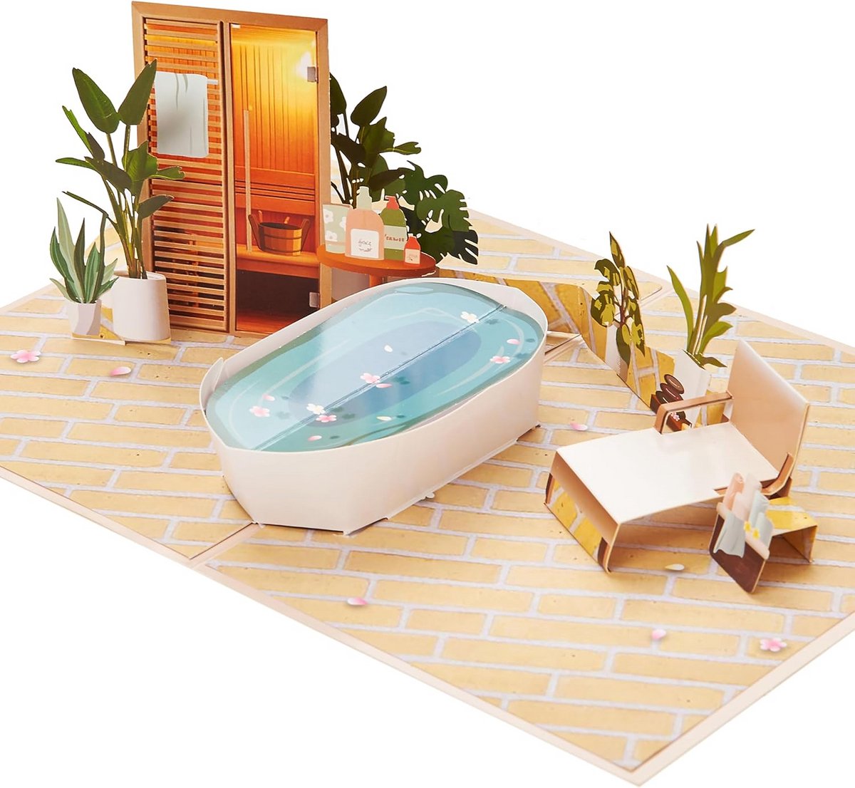 3D pop-up kaart voor wellness, massage en sauna - Creatieve cadeauverpakking voor verjaardag en kerst