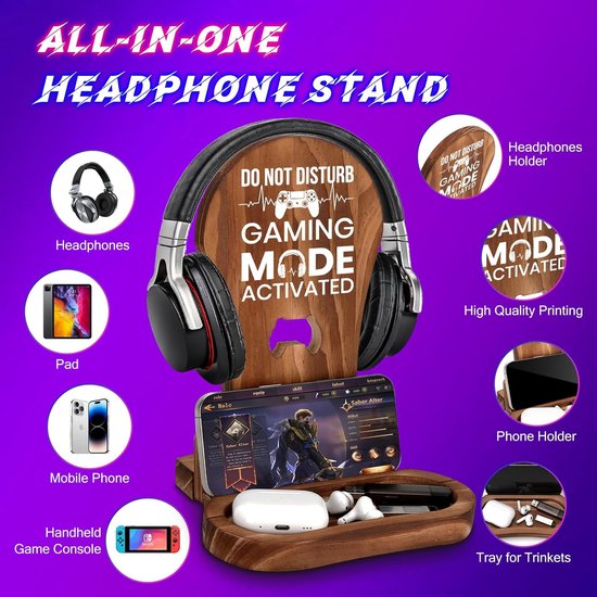 Gaming Cadeaus en Accessoires voor Mannen en Jongens - Hoofdtelefoonstandaard en Speelkamerdecoratie — afbeelding 2