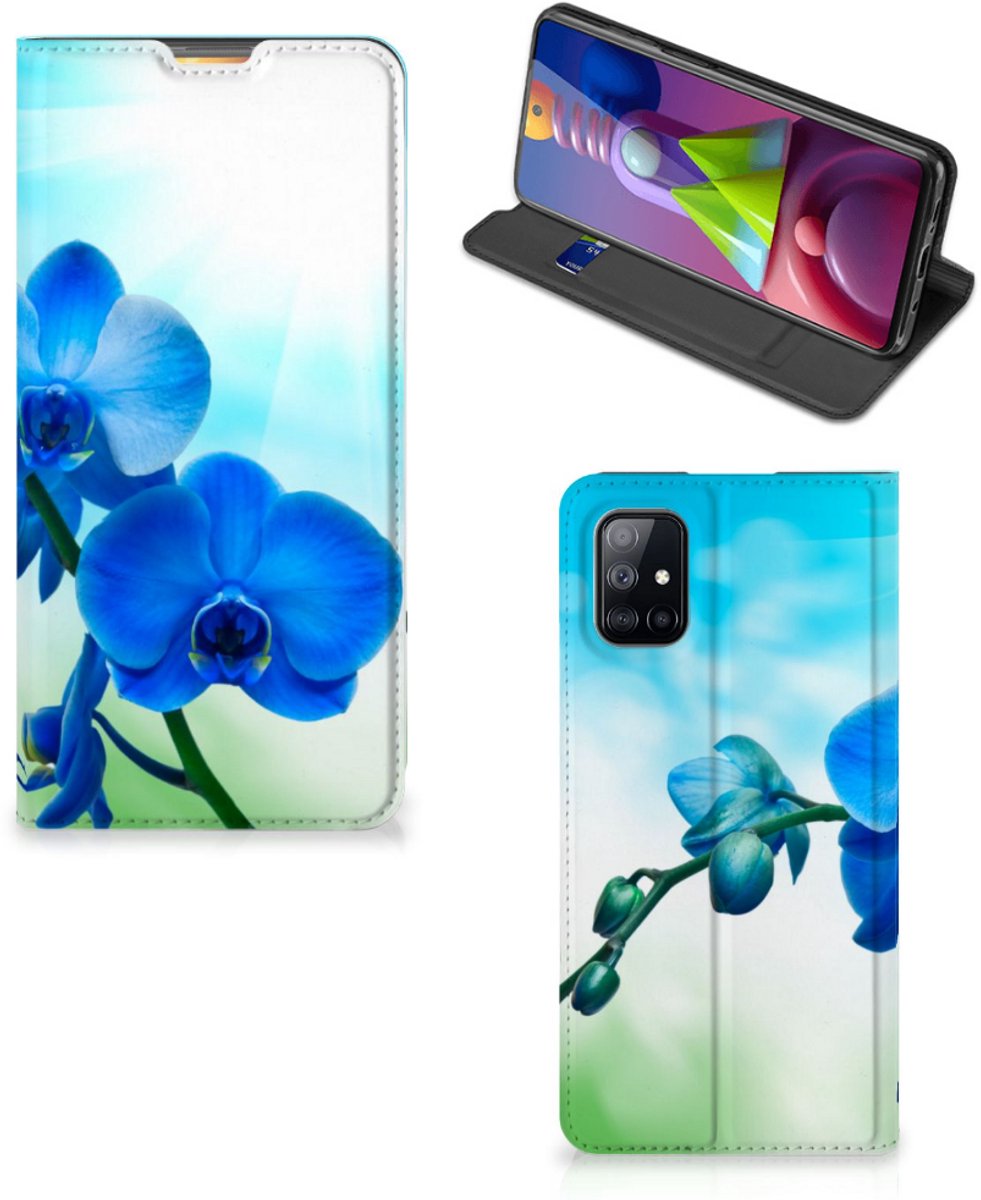 Samsung Galaxy M51 Smart Cover Orchidee Blauw - Cadeau voor je Moeder