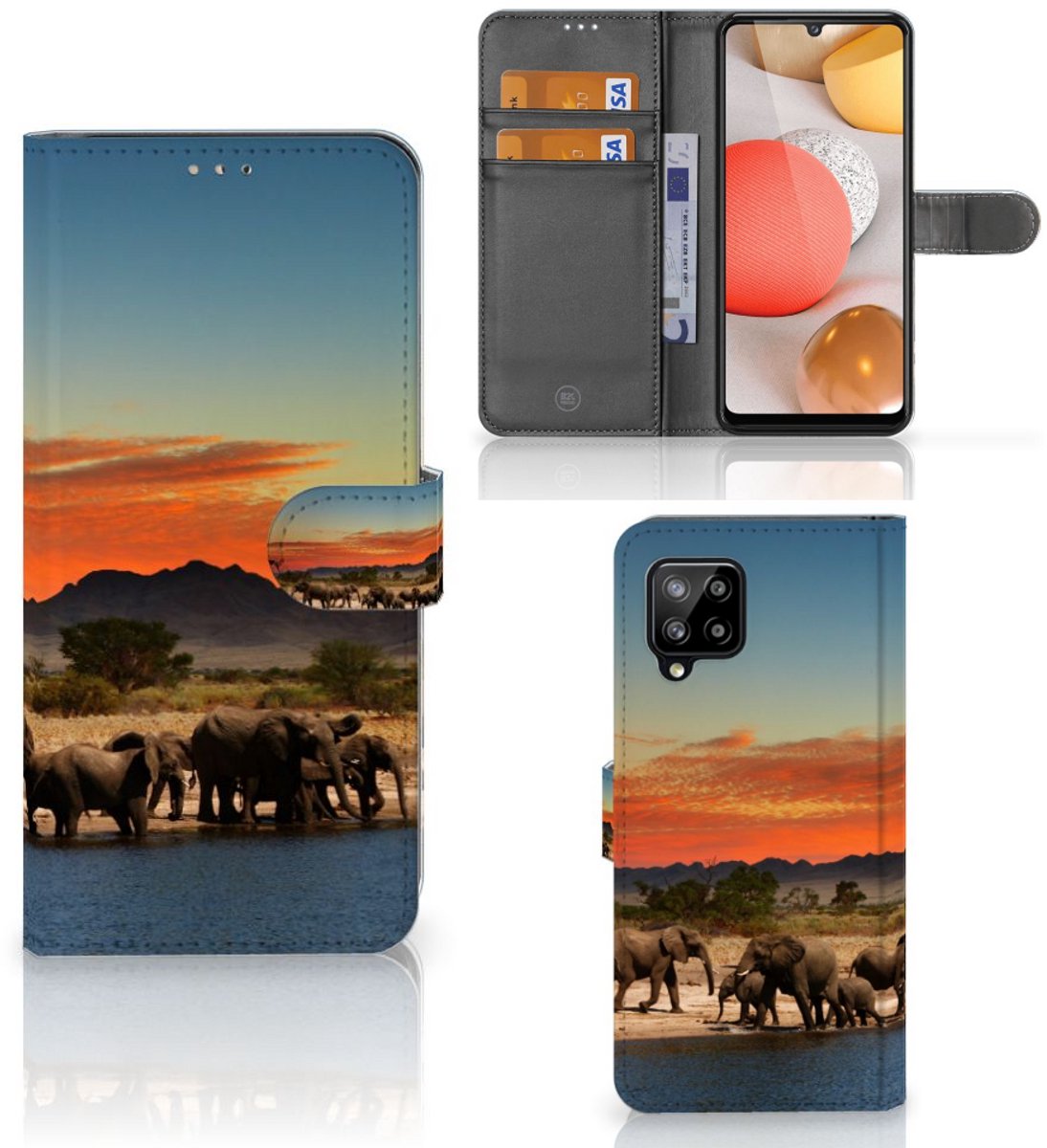 Samsung Galaxy A42 5G Telefoonhoesje met Pasjes Olifanten