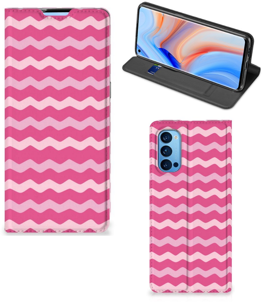 OPPO Reno4 Pro 5G Hoesje met Magneet Waves Pink