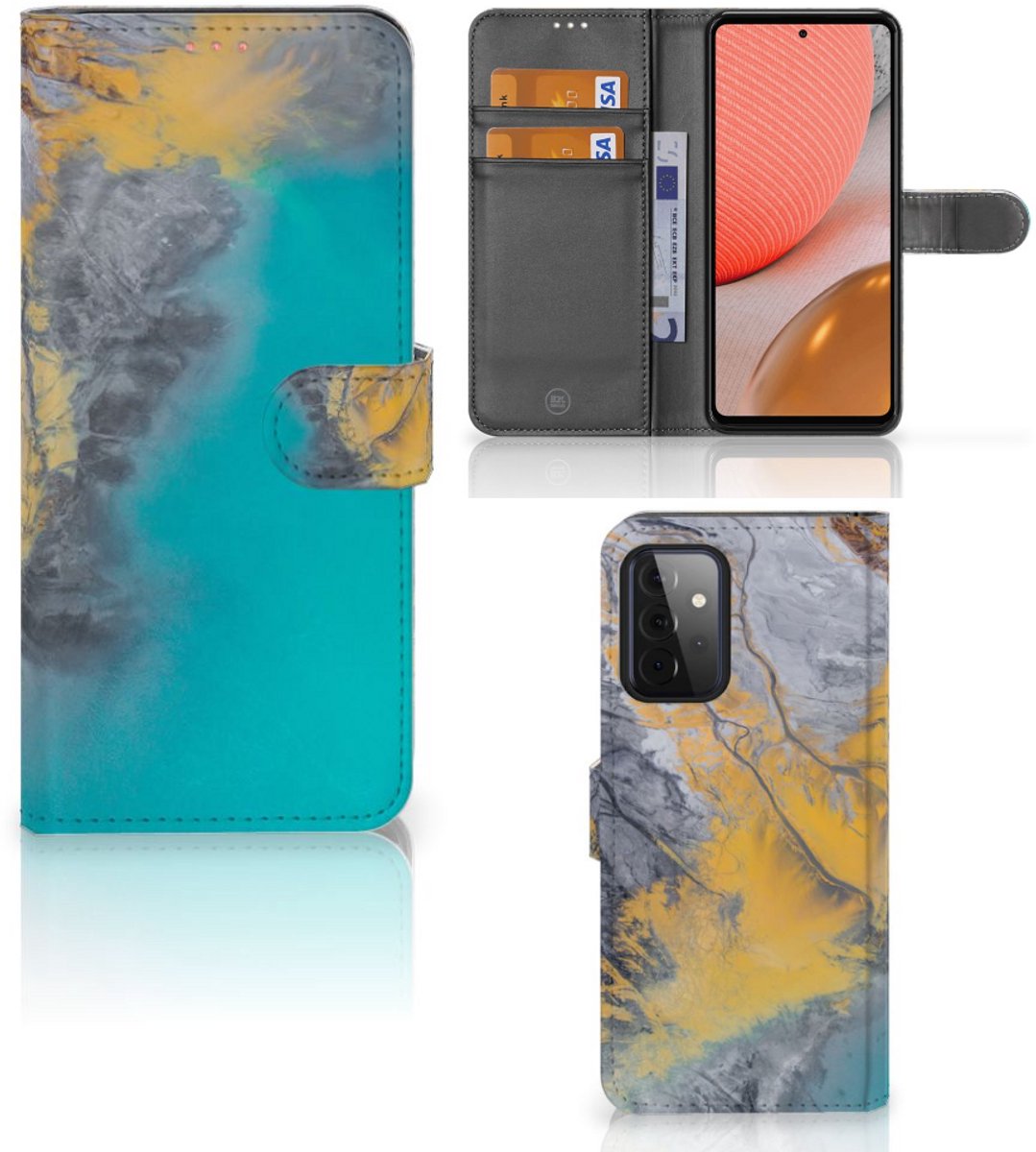 Samsung Galaxy A72 Bookcase Marble Blue Gold
