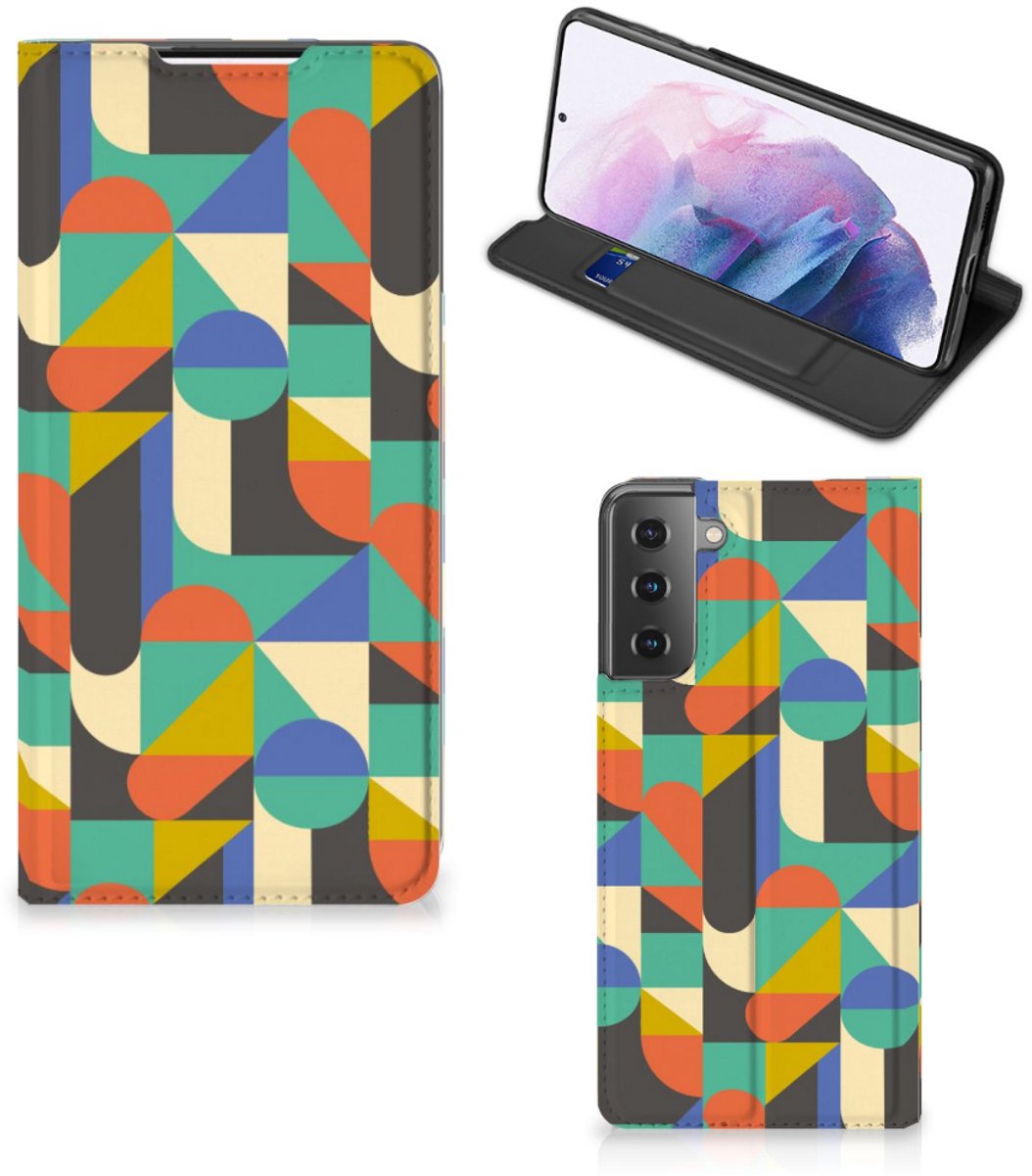 Standcase Hoesje voor Samsung Galaxy S21 Plus Hoesje met Magneet Funky Retro