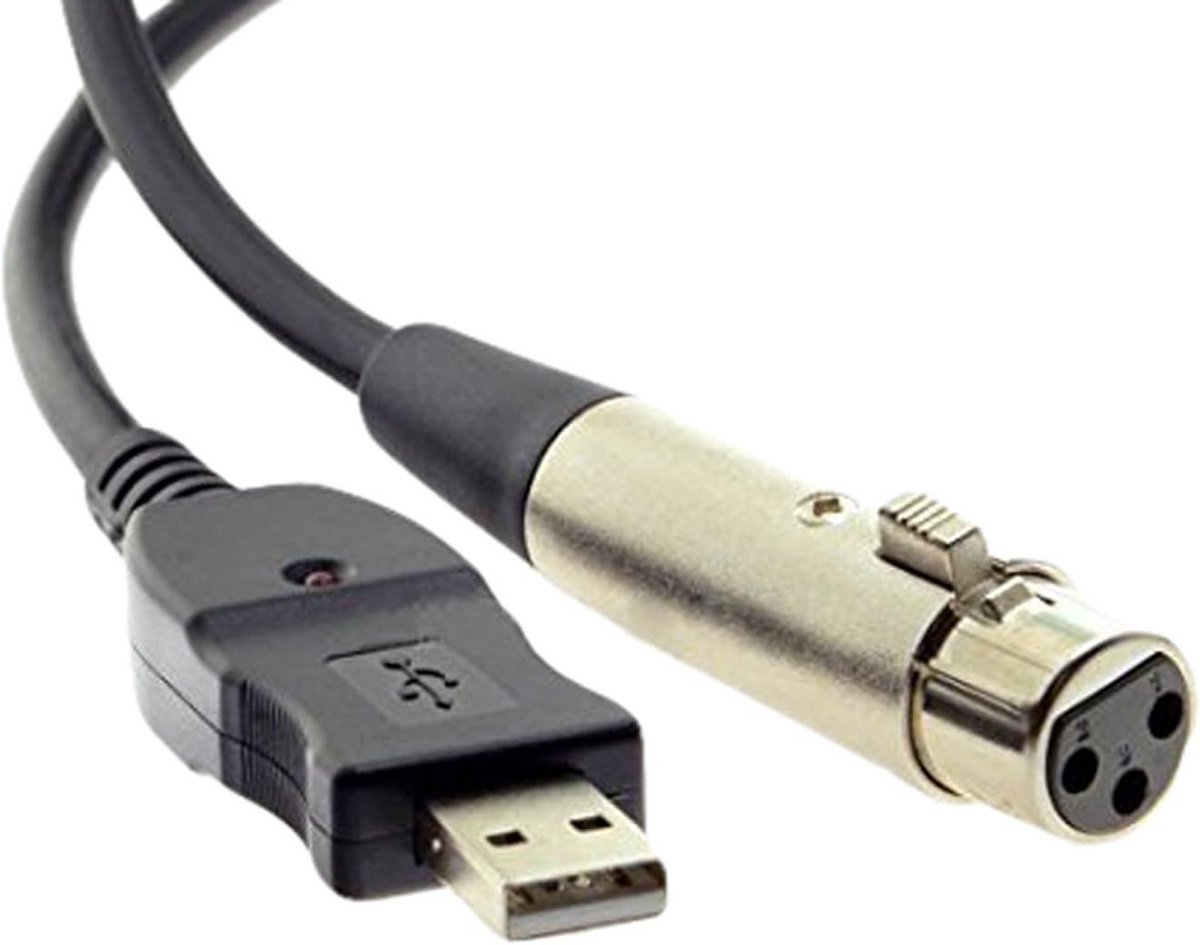 USB A naar 3-pin XLR microfoonkabel adapter 290 cm voor professionele audio-opnames