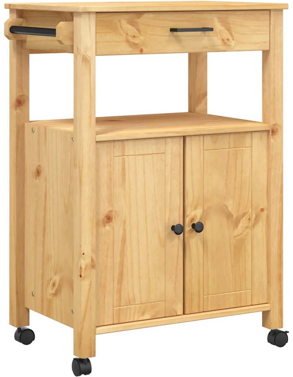vidaXL - Keukentrolley - MONZA - 60x40x88,5 - cm - massief - grenenhout