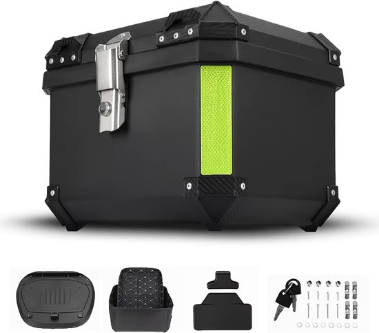 CLVP® Topkoffer Voor Scooter & Motorfiets – Motorkoffer - Helmkoffer –Zwart met geel