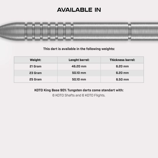 KOTO - King Base 90% Darts 25G - Zilver - Stevige Ringgrip van Merkloos — afbeelding 5