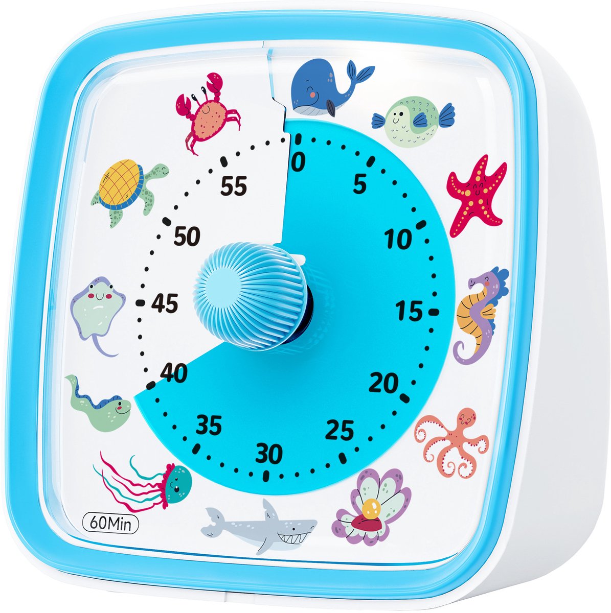 Visuele timer voor kinderen - 60 minuten afteltimer - Tijdmanagementtools voor in de klas, huiswerk, koken , Zeeleven - Blauw