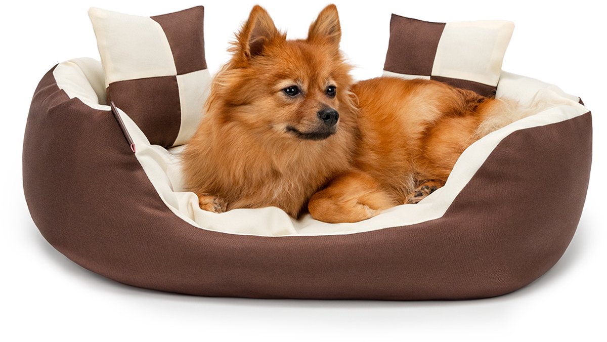 lionto Hondenbed omkeerbaar, waterafstotend & zacht, 65x50 cm bruin/beige