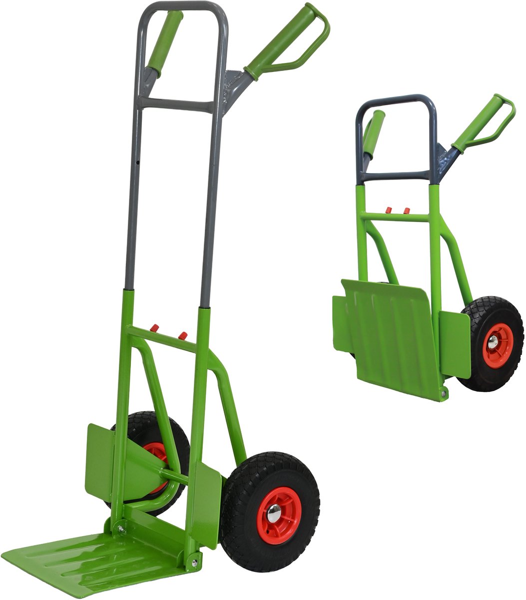 TRUTZHOLM – Sackkarre – Zusammenklappbar – 200 kg – Transportwagen – Pannensichere PU-Räder – Stahlrahmen – Höhe 112,5 cm – Grün