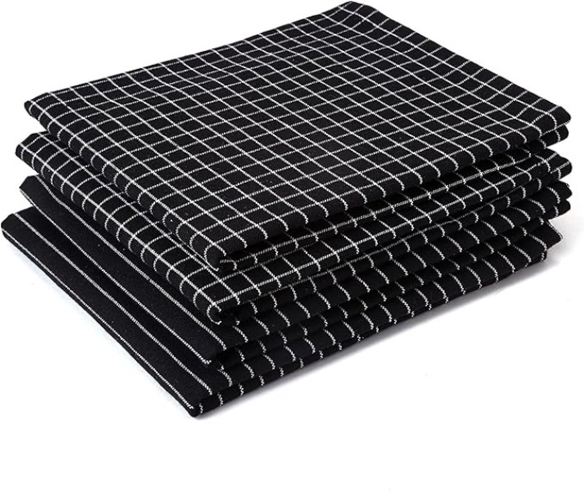 Set van 4 extra absorberende theedoeken in zwart-wit dessin