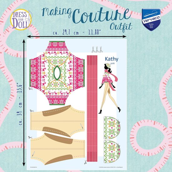 Kleed je pop in stijl met een meerkleurig couture outfit - 31 x 24 x 1 cm van Merkloos — afbeelding 3