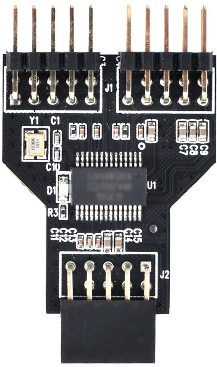 USB 2.0 Moederbord Kabel 9-pin naar 2 Vrouwelijke Splitter Adapter HUB Connector