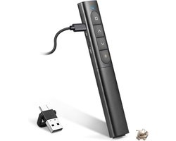 USB/Type-C 2-in-1 Draadloze Presenter - Oplaadbare PowerPoint Clicker - Hyperlink & Volume Remote - Presentatie Slide Advancer - Compatibel met Mac, iPad, Computer & Laptop