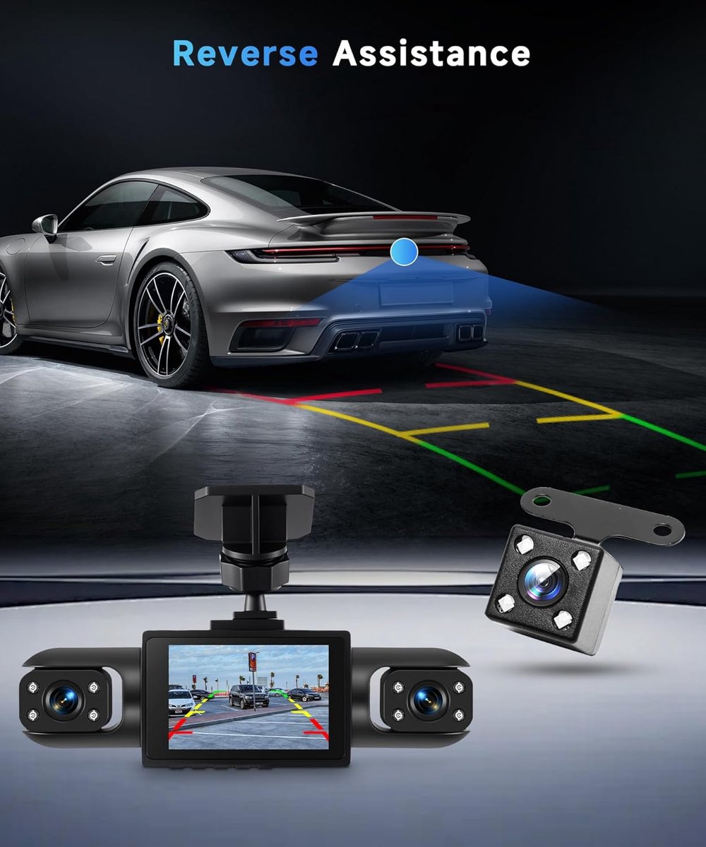 4-Kanaals Dashcam 360 Graden - 4x Full HD 1080p Camera Voor, Achter, Links, Rechts - 2 Inch LCD Scherm - Nachtzicht - Parkeermodus - Dashcamera voor Auto & Taxi - Zwart – foto 5