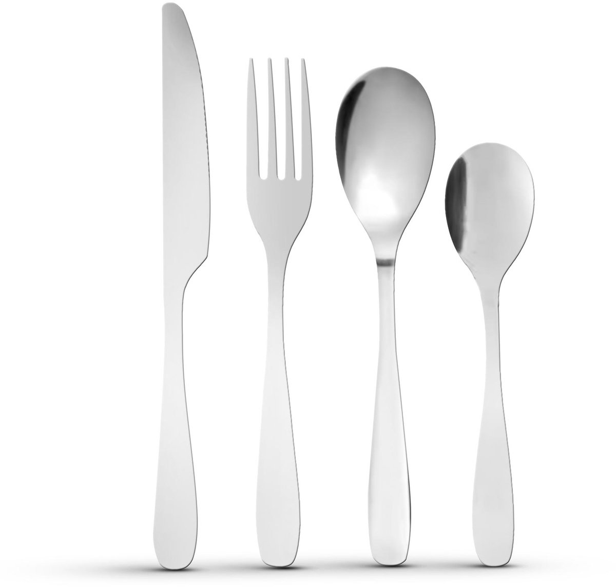 Bestekset 16-Delig – Bestek voor 4 Personen – Mat Zilver – Lepels, Vorken, Messen en Theelepels [BW1022B]