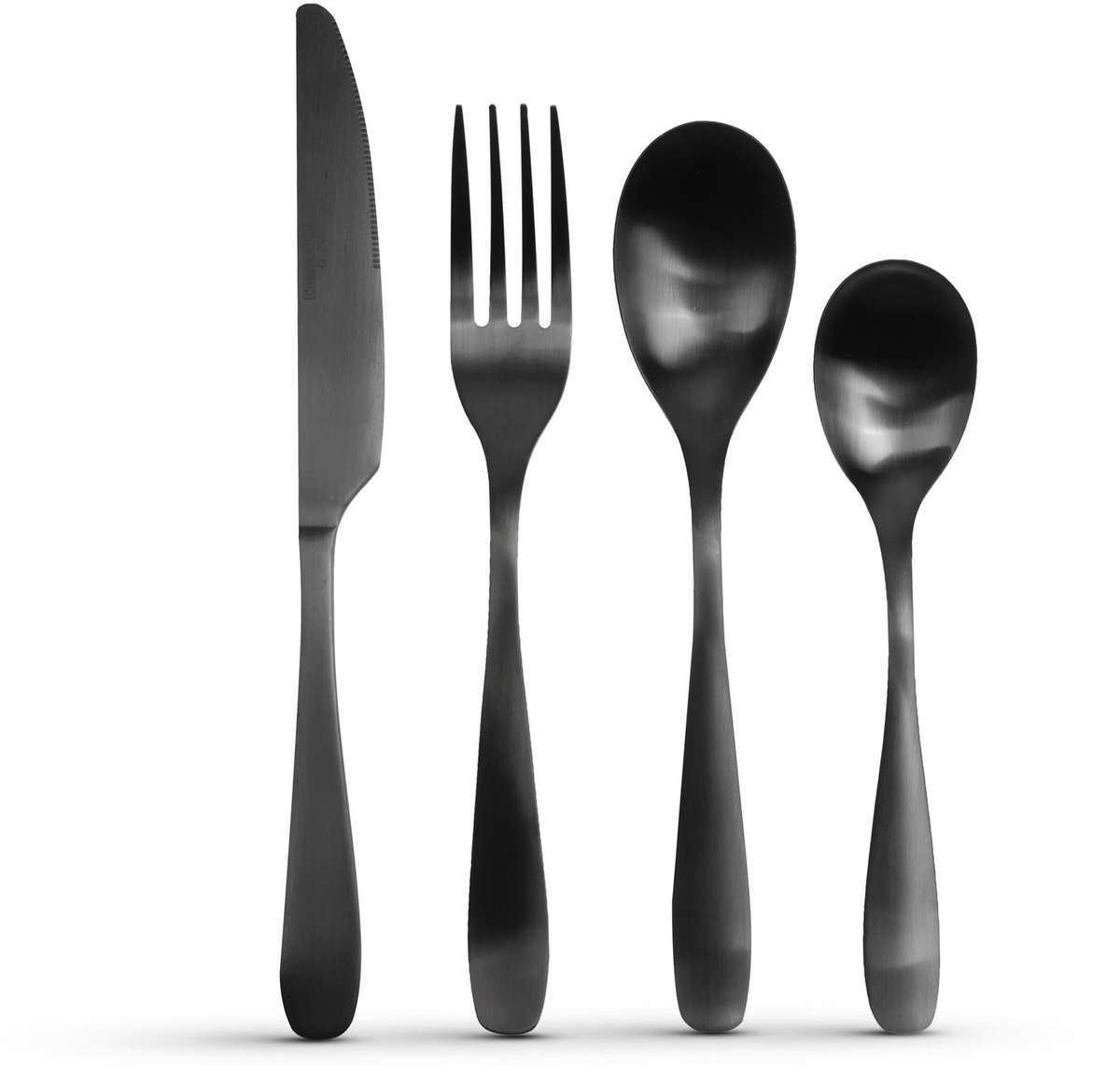 Bestekset 16-Delig – Zwart Bestek voor 4 Personen – Mat Zwart – Lepels, Vorken, Messen en Theelepels [BW1022A]
